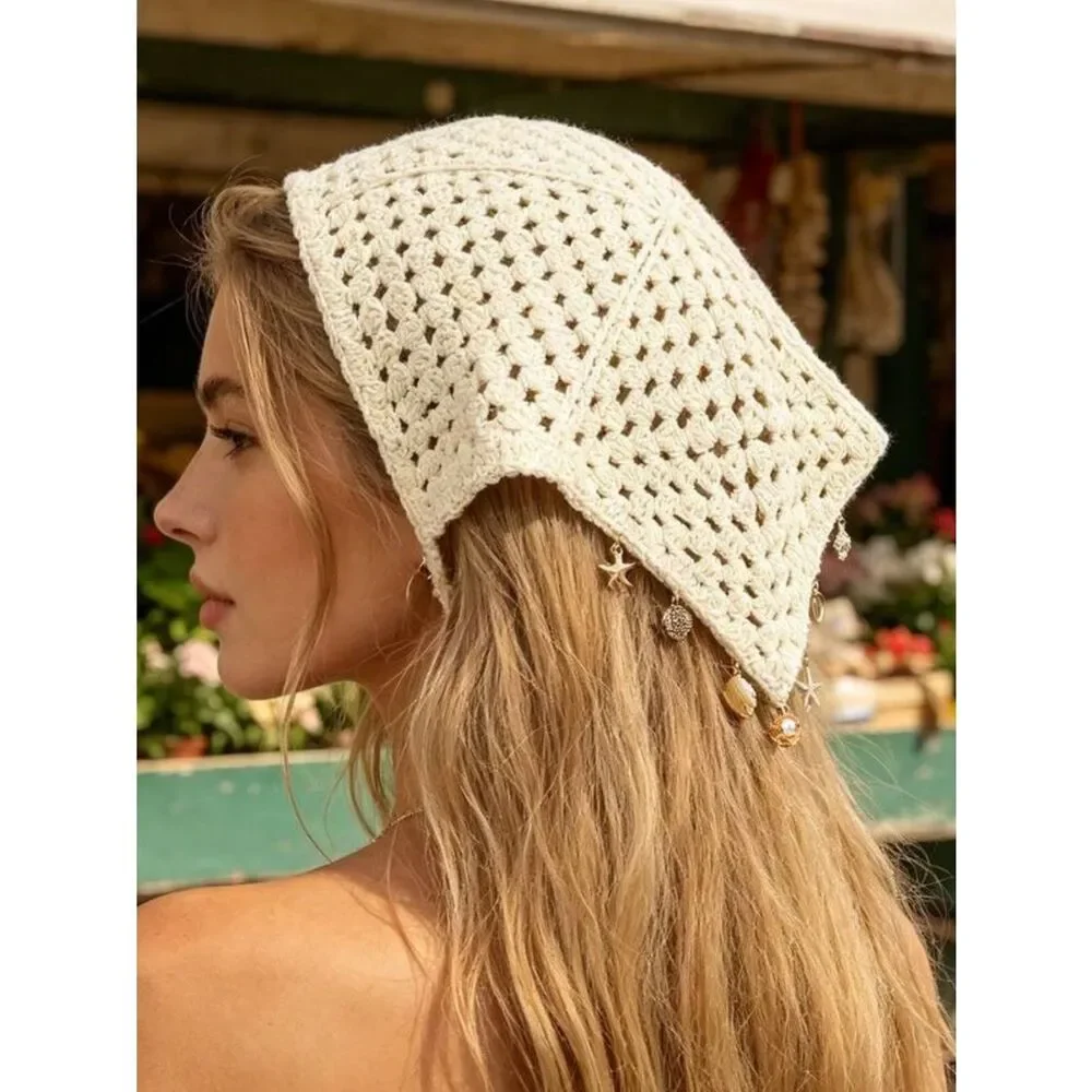 Cream Crochet Headscarf S221